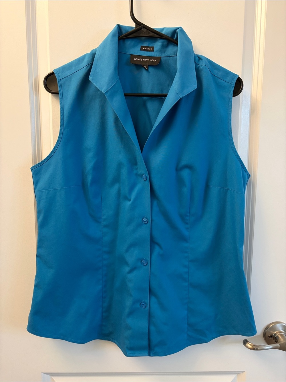 Jones New York Sleeveless Collared Button Front Top - Blue Size 12